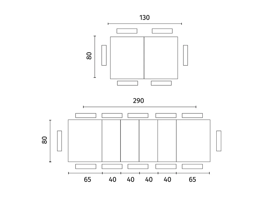 Mesa extensible grande (130/290 x 80 cm) en melamina negra