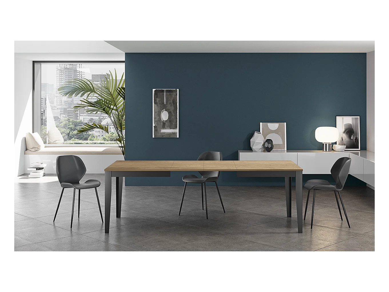 Big - Uitschuifbare tafel (130/290 x 80 cm) in zwart melamine