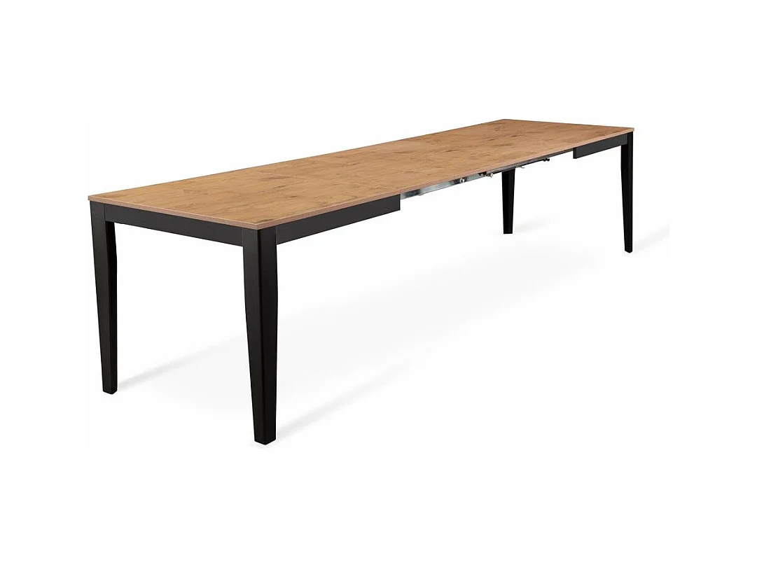 Big - Uitschuifbare tafel (130/290 x 80 cm) in zwart melamine