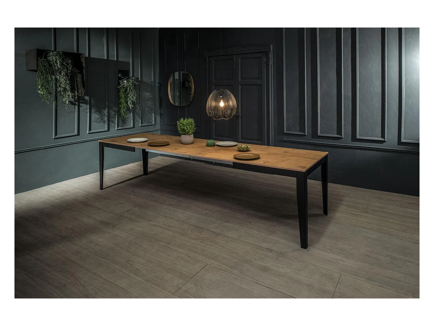 Big - Uitschuifbare tafel (130/290 x 80 cm) in zwart melamine