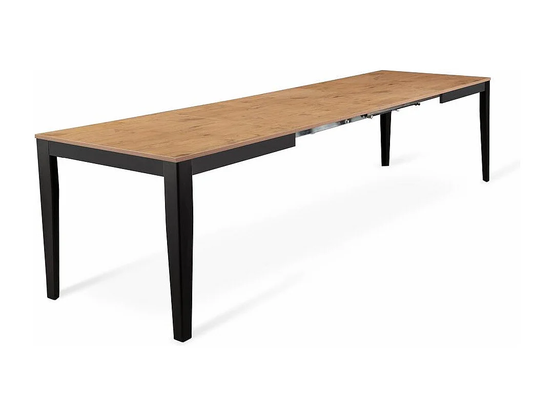 Groß - Ausziehbarer Tisch (130/290 x 80 cm) aus schwarzem Melamin