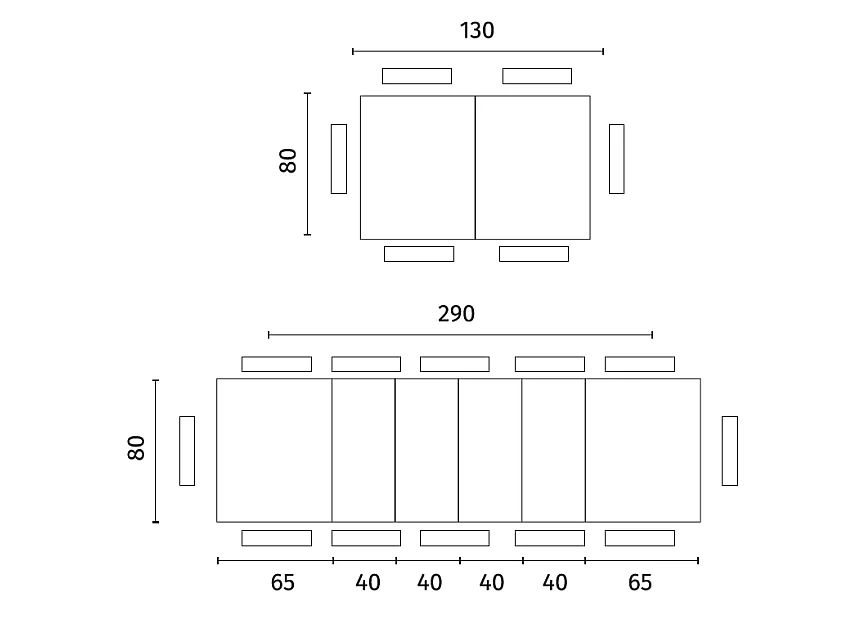 Big Table extensible (130/290 x 80 cm) en Mélamine Noir