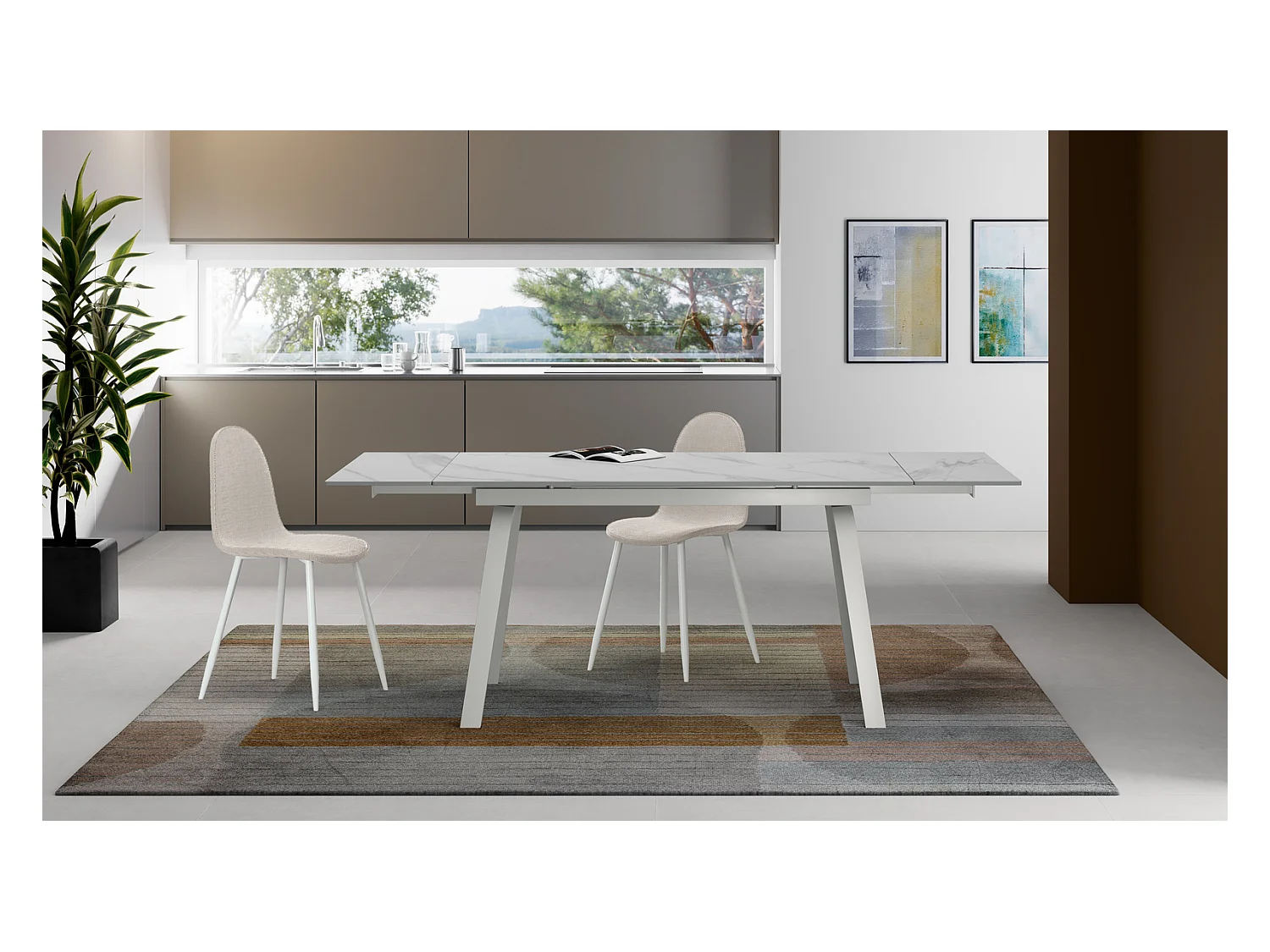 Dylan Table Extensible (140/200 x 80 cm) en Céramique Blanche