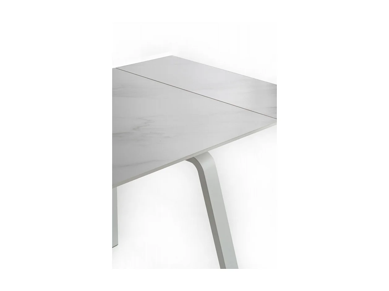 Dylan - Ausziehbarer Tisch (140/200 x 80 cm) aus weißer Keramik