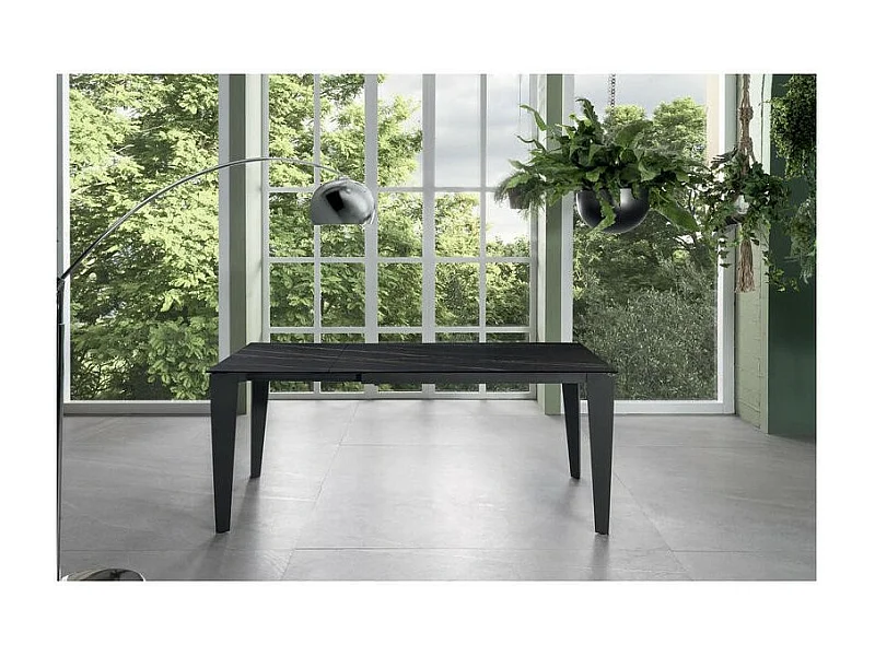 Rozkładany stół od 120 cm do 170 cm Nowoczesny blat ceramiczny na szkle hartowanym Portoro