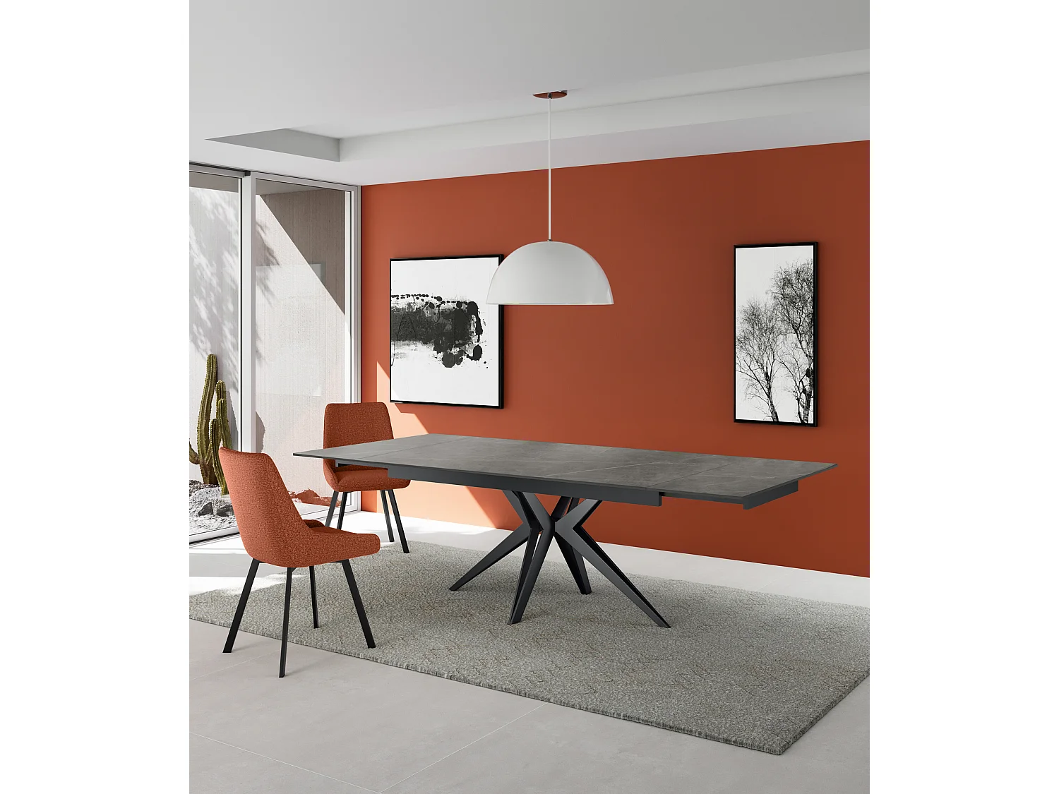 Match 2 - Mesa extensível (160/240 x 90 cm) em Cerâmica Preta