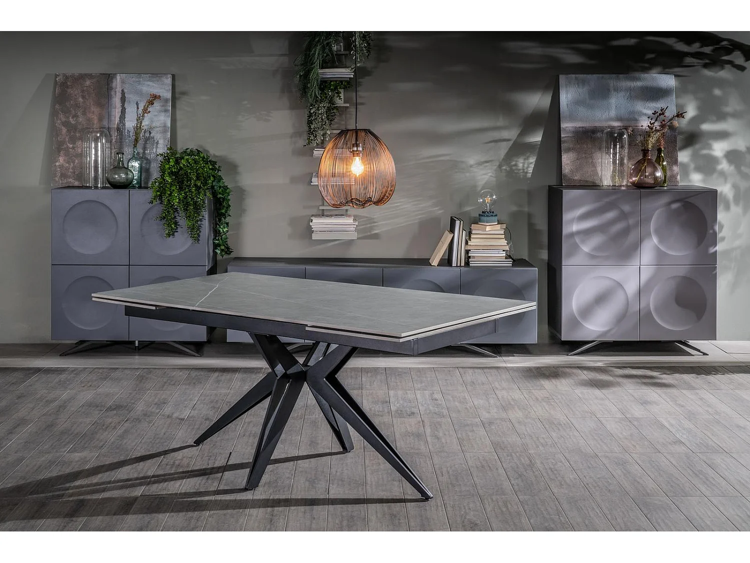 Match 2 Table extensible (160/240 x 90 cm) en Céramique Noire