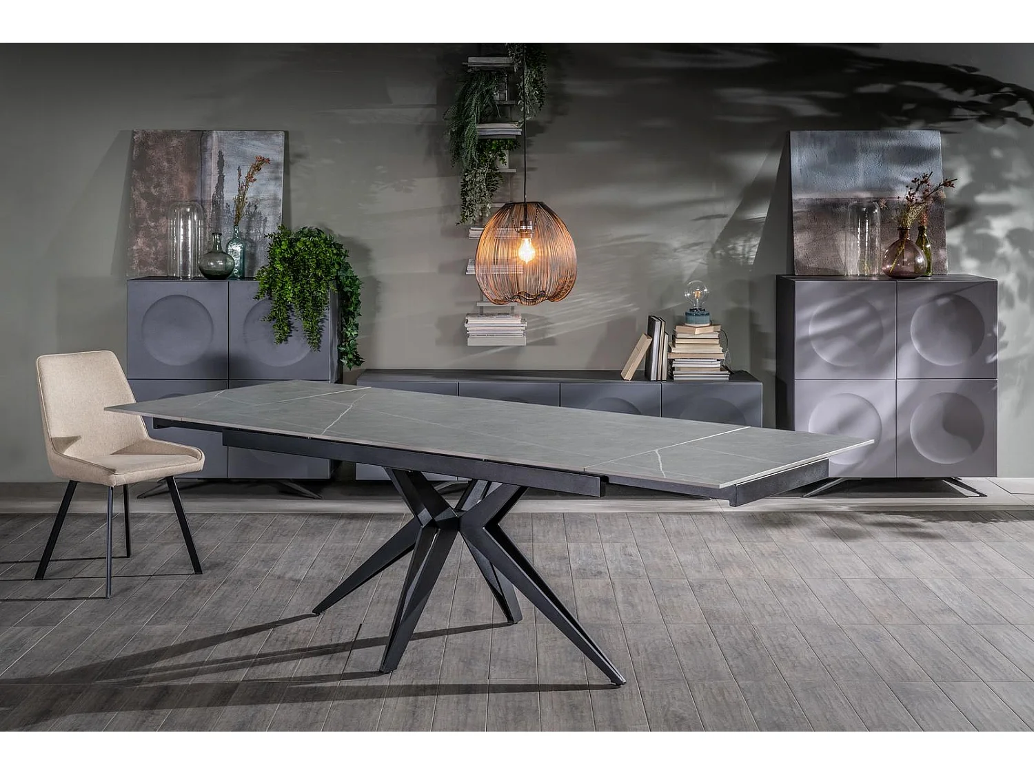 Match 2 Table extensible (160/240 x 90 cm) en Céramique Noire