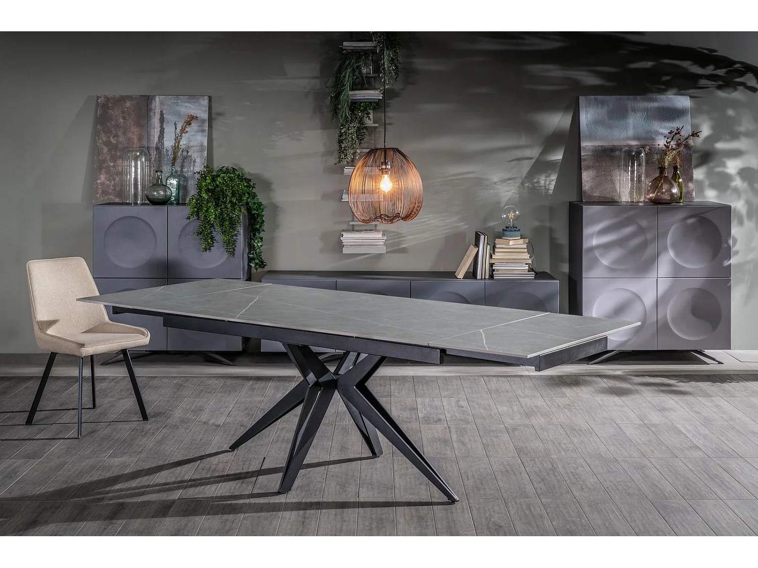 Match 2 Table extensible (160/240 x 90 cm) en Céramique Noire