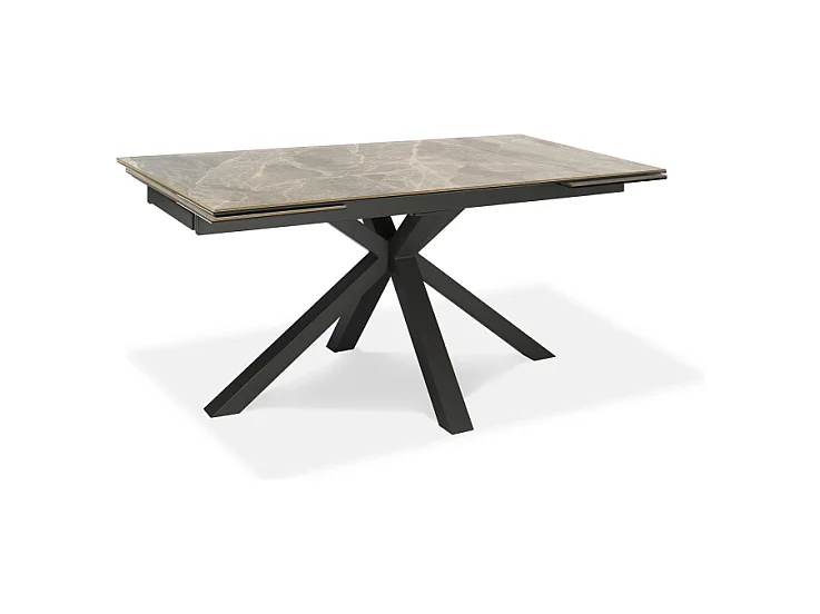 Uitschuifbare tafel van 160cm tot 240cm modern keramisch blad op gehard glas antraciet marmer