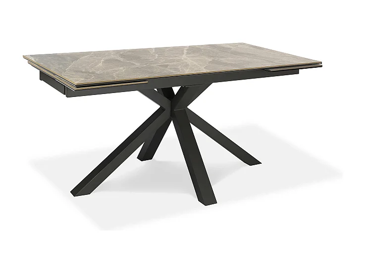 Table extensible de 160cm à 240cm plateau moderne en céramique sur verre trempé marbre anthracite