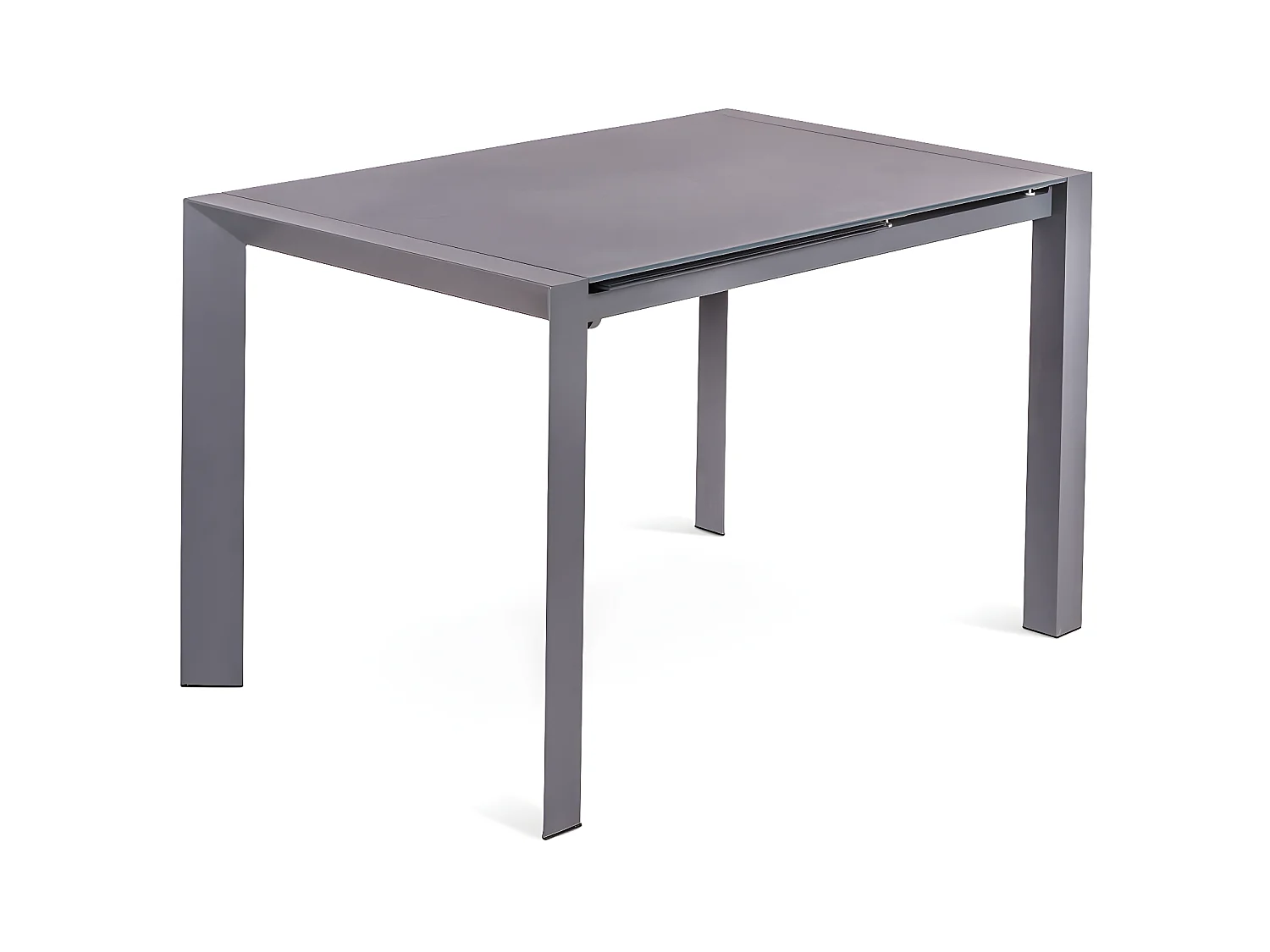 Pixel - Ausziehbarer Tisch (122/182 x 80 cm) aus grauem Hartglas