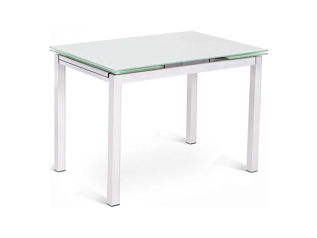 Baud Table Extensible (130/200 x 80 cm) en Verre Trempé Blanc