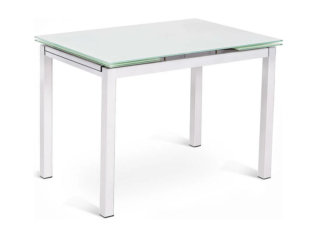 Baud Table Extensible (130/200 x 80 cm) en Verre Trempé Blanc