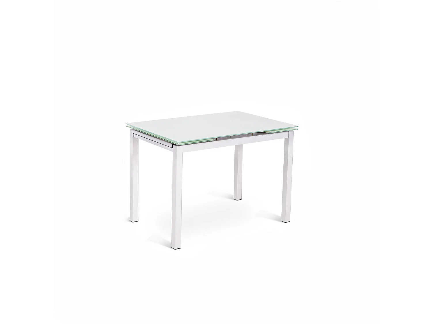 Baud - Ausziehbarer Tisch (130/200 x 80 cm) aus weißem gehärtetem Glas