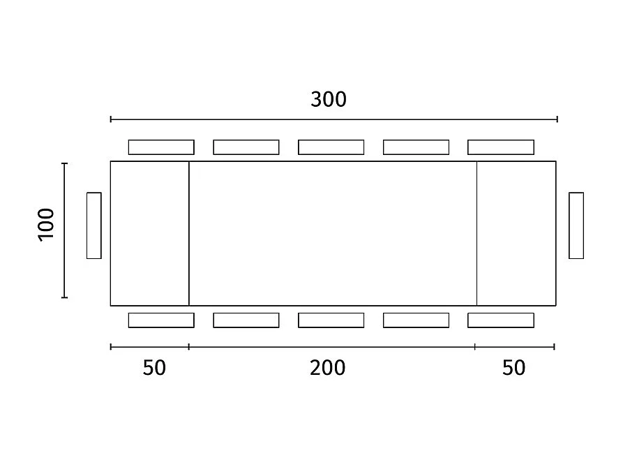 Bridge - Ausziehbarer Tisch (200/300 x 100 cm) aus schwarzer wärmebehandelter Eiche