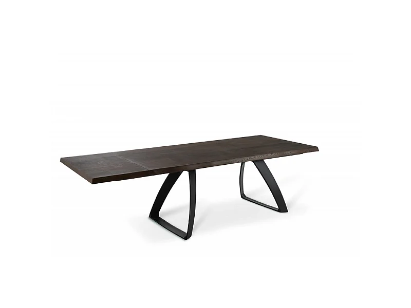 Bridge Table Extensible (200/300 x 100 cm) en Chêne Traité Thermiquement Noir