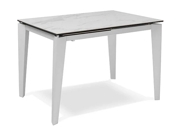 Table extensible de 120cm à 170cm plateau moderne en céramique sur verre trempé marbre blanc