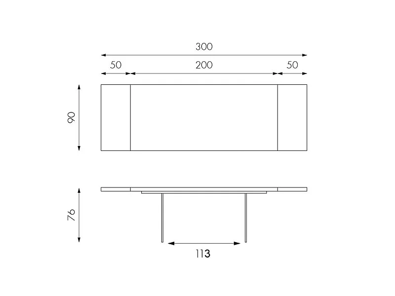 Snooker - Mesa extensível (200/300 x 100 cm) em carvalho castanho