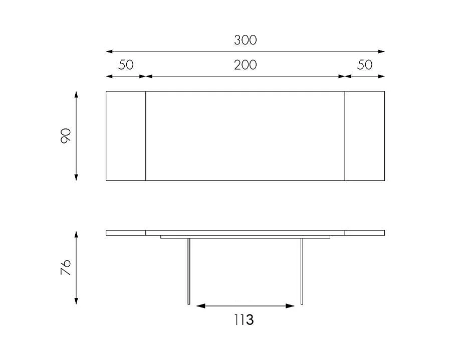 Snooker - Ausziehbarer Tisch (200/300 x 100 cm) in braunem Eichenfurnier