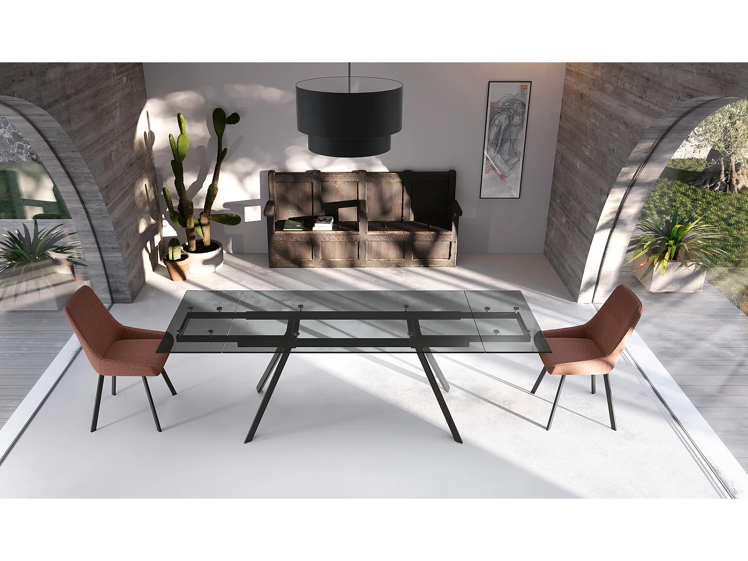 Smokey - Tavolo Allungabile (160 / 240 x 90 cm) in Vetro Nero