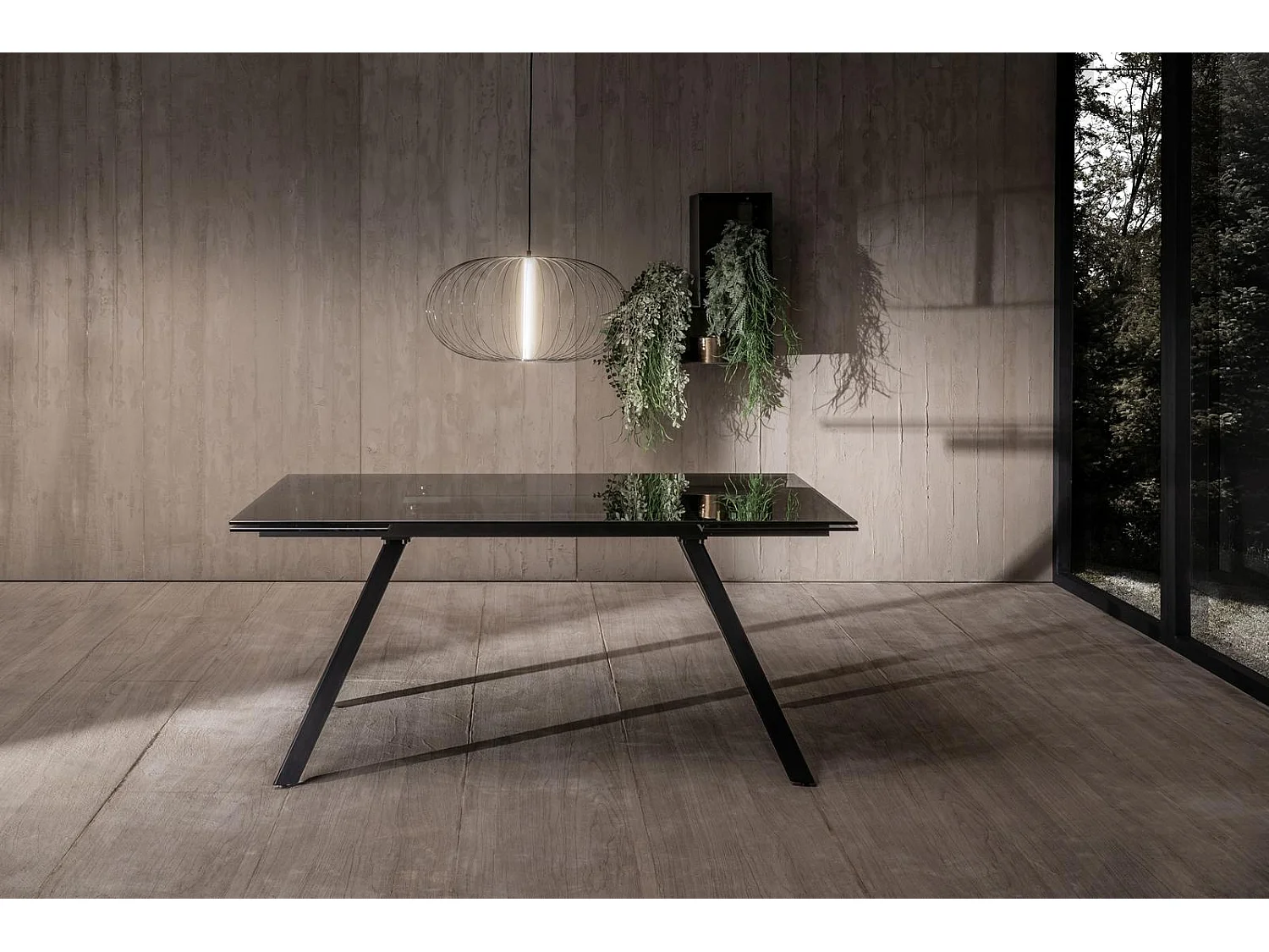 Smokey Table Extensible (160 / 240 x 90 cm) en Verre Noir