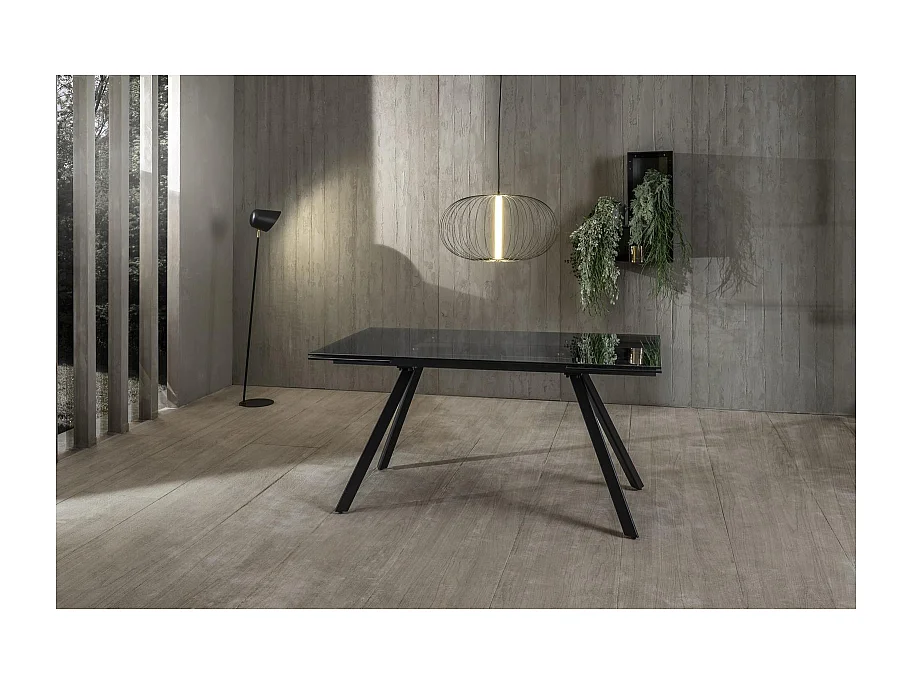 Smokey Table Extensible (160 / 240 x 90 cm) en Verre Noir