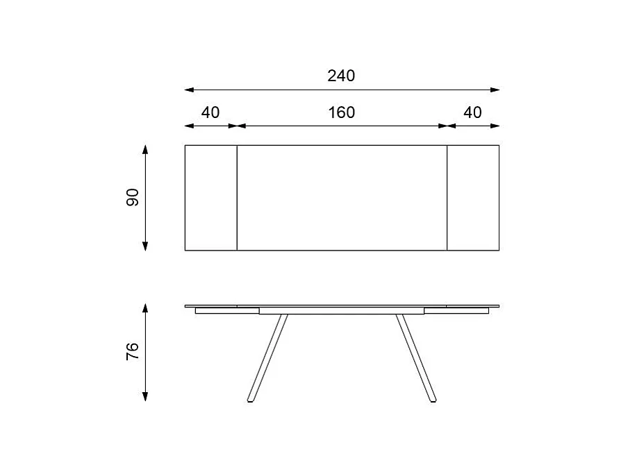 Smokey Table Extensible (160 / 240 x 90 cm) en Verre Noir