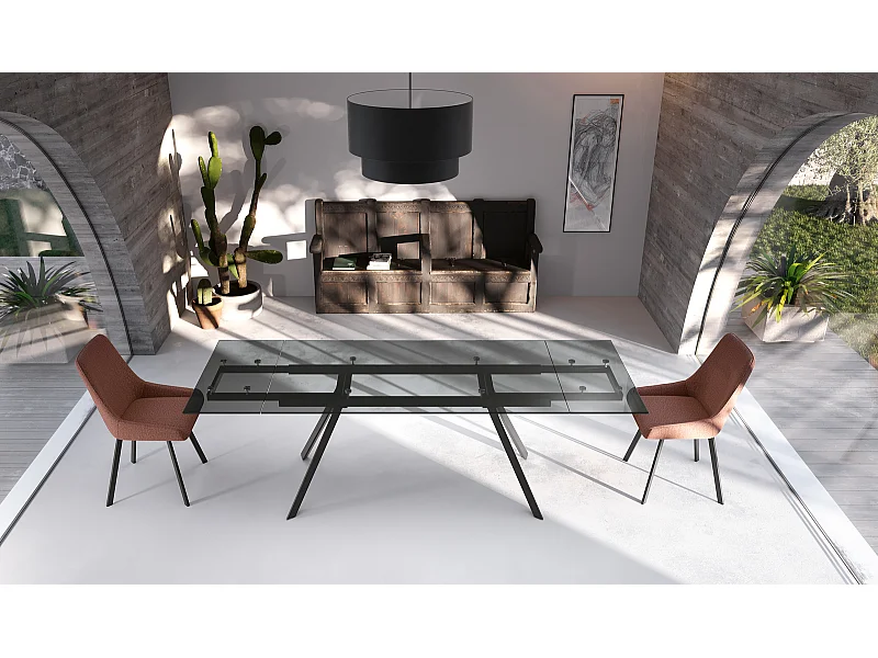 Smokey - Tavolo Allungabile (160 / 240 x 90 cm) in Vetro Nero