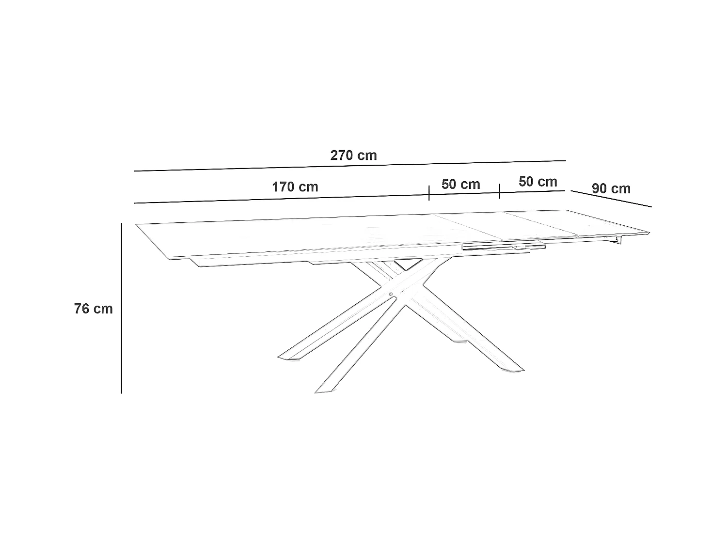 Xavier - Mesa extensible (170/270 x 90 cm) en HPL sobre MDF Blanco