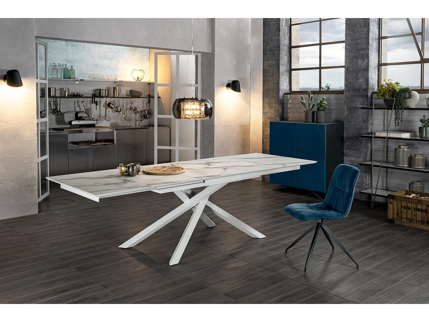 Xavier Table Extensible (170/270 x 90 cm) en HPL sur MDF Blanc