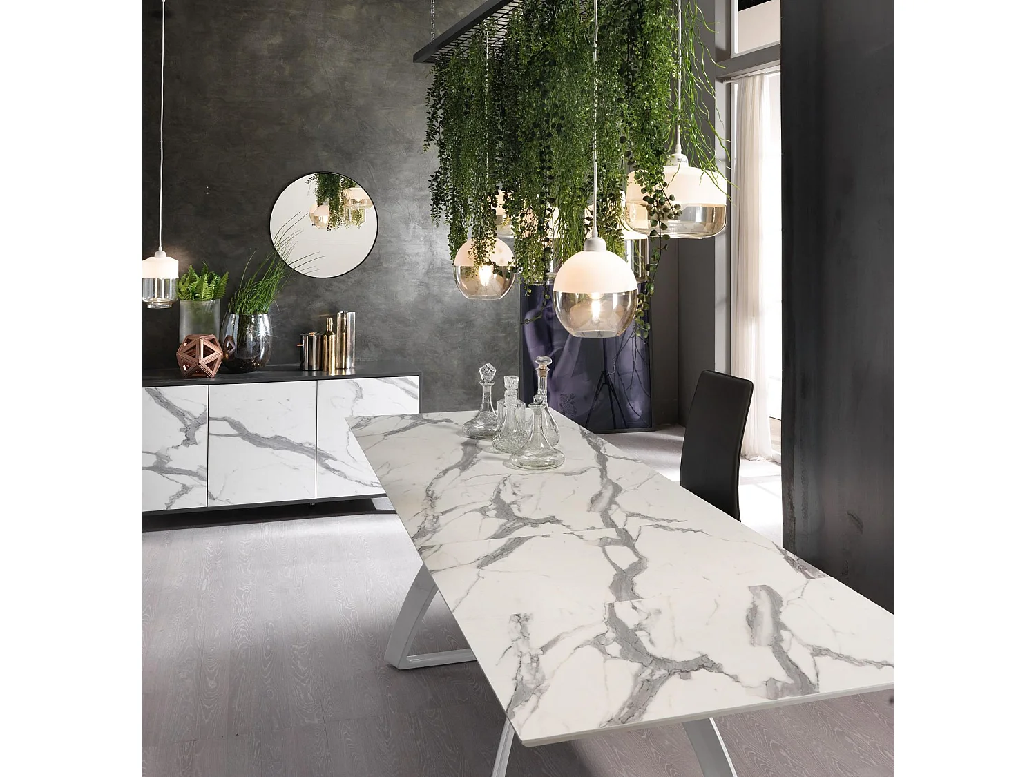 Barret - Ausziehbarer Tisch (170/270 x 90 cm) aus HPL auf weißem MDF