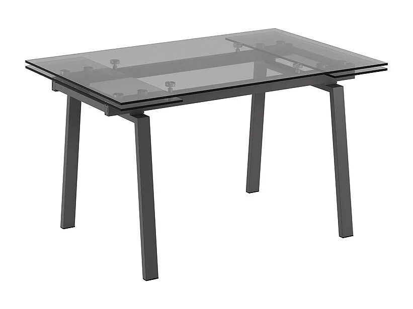 Tommy - Mesa extensible (140/200 x 80 cm) en cristal templado gris