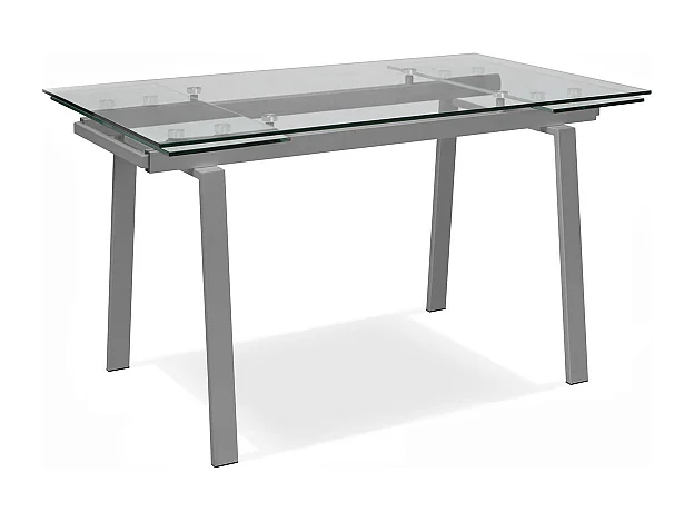 Tommy Table extensible (140/200 x 80 cm) en verre trempé gris