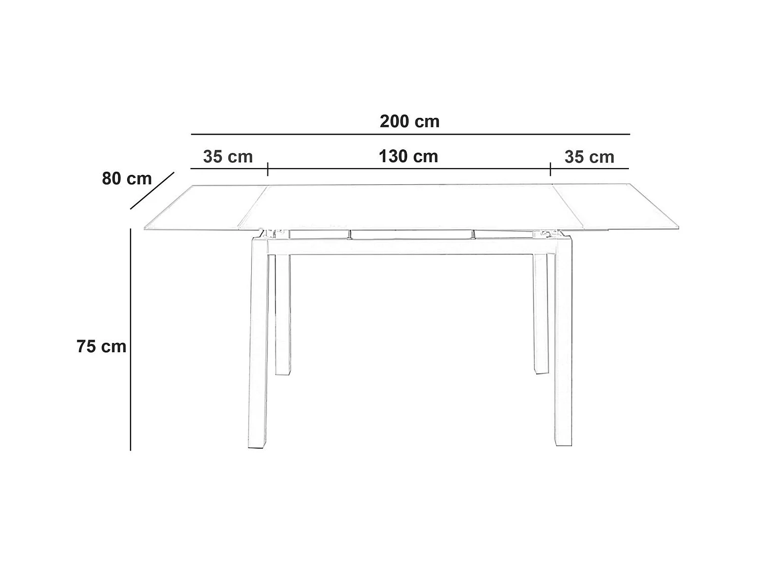 Baud - Mesa extensible (130/200 x 80 cm) en cristal templado marrón