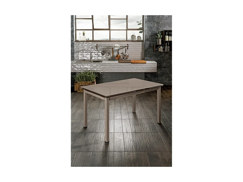 Baud - Mesa extensible (130/200 x 80 cm) en cristal templado marrón