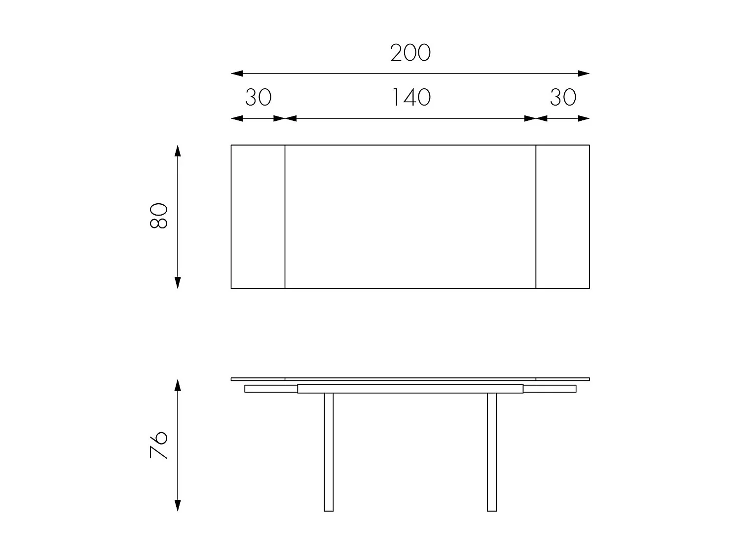 Tommy – Ausziehbarer Tisch (140/200 x 80 cm) aus taubengrauem Hartglas