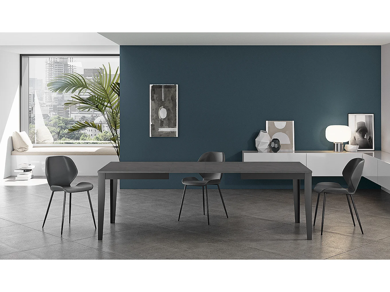 Big - Uitschuifbare tafel (130/290 x 80 cm) in zwart melamine