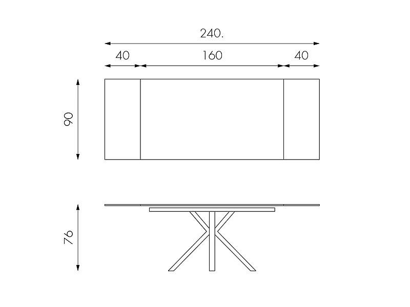 Mesa extensível de 160cm a 240cm moderna Tampo Cerâmico em Vidro Temperado Cinza Grafite
