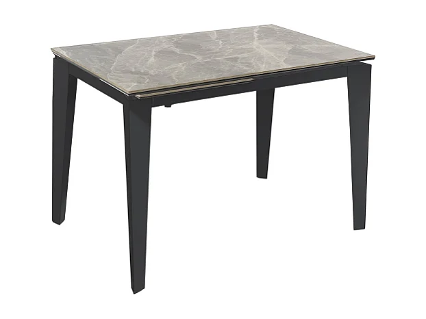 Table extensible de 120cm à 170cm plateau moderne en céramique sur verre trempé marbre anthracite