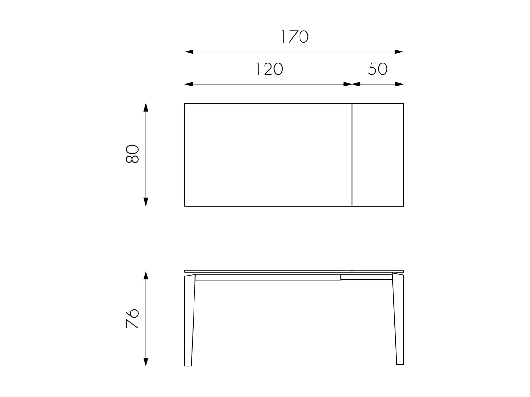 Mesa extensível de 120cm a 170cm moderno Tampo Cerâmico sobre Vidro Temperado Mármore Antracite