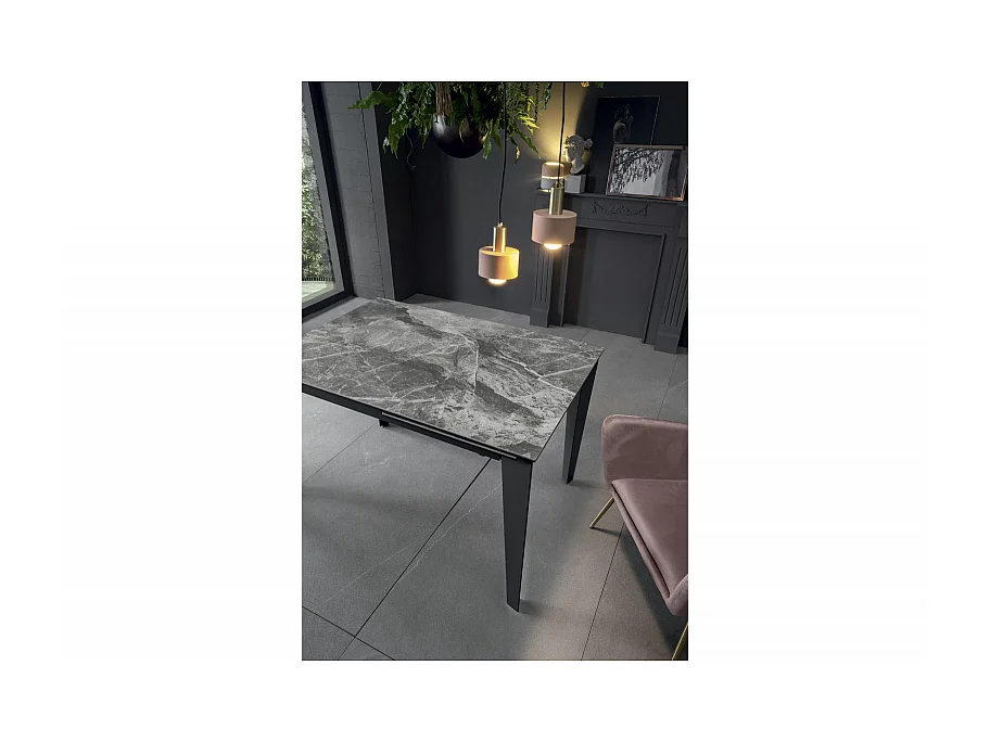 Tavolo Allungabile da 120cm a 170cm moderno Top in Ceramica su Vetro Temperato Marmo Antracite
