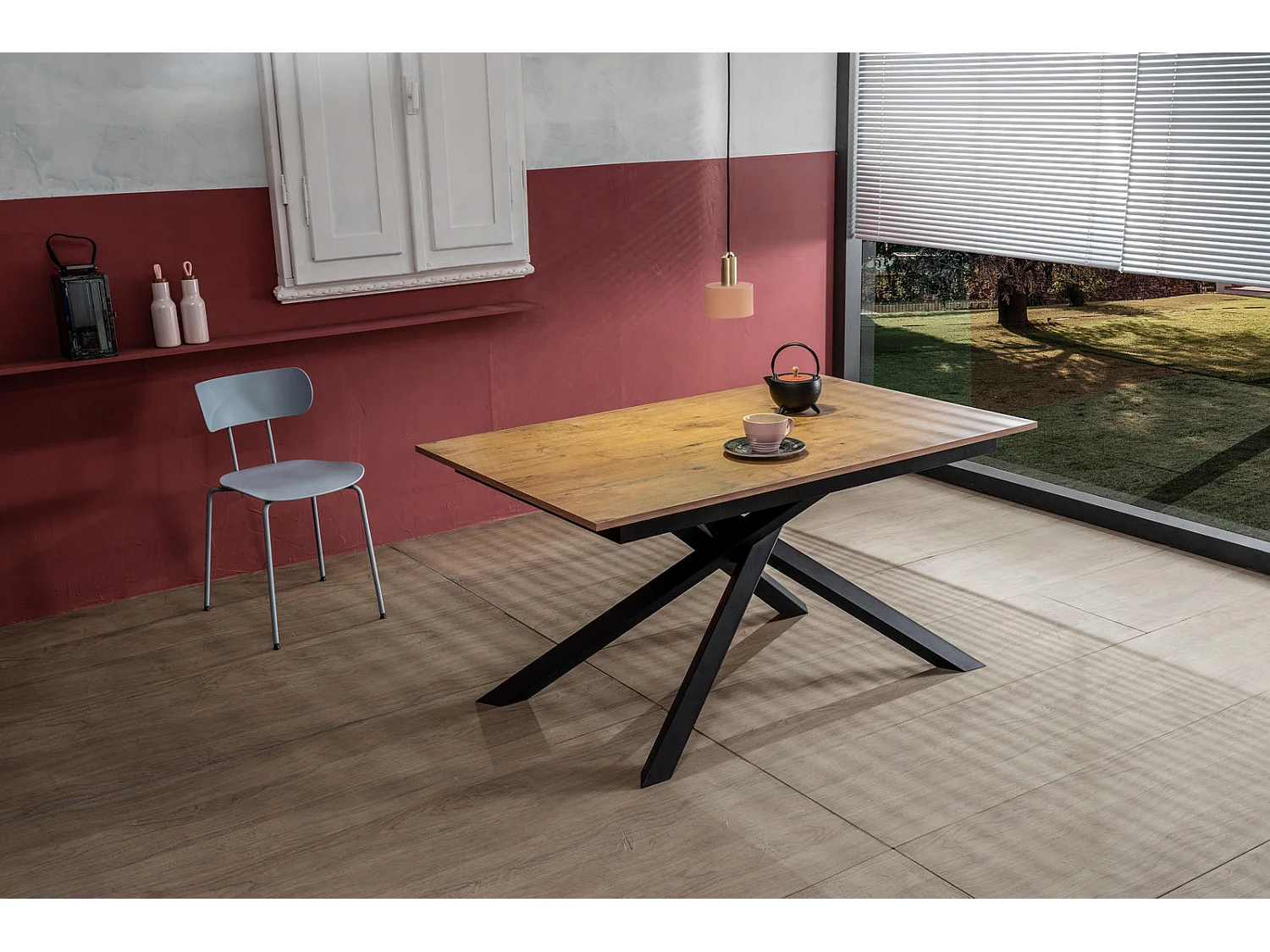 Pulse - Ausziehbarer Tisch (140/190 x 90 cm) aus schwarzem Melamin