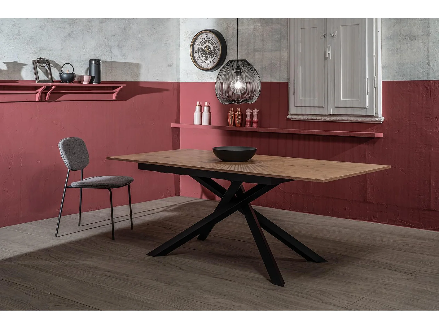 Pulse - Ausziehbarer Tisch (140/190 x 90 cm) aus schwarzem Melamin