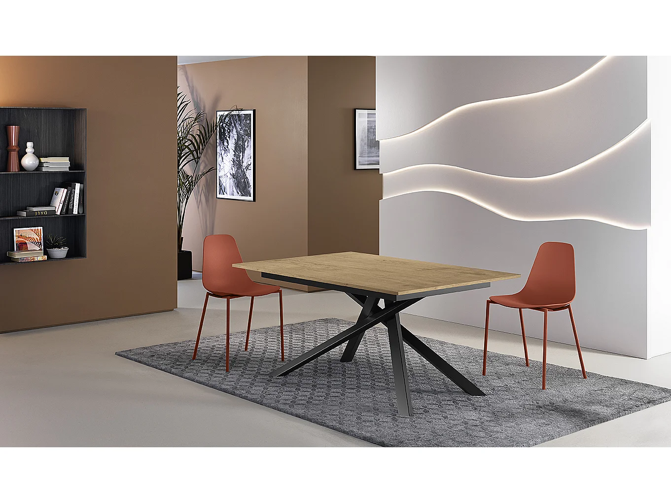 Pulse - Ausziehbarer Tisch (140/190 x 90 cm) aus schwarzem Melamin