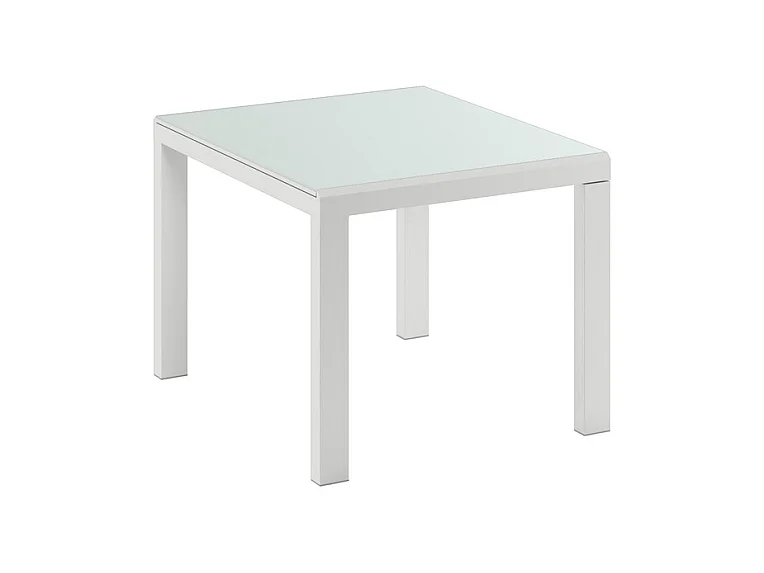Banner Table Extensible (90/163,5 x 90 cm) en Verre Trempé Blanc