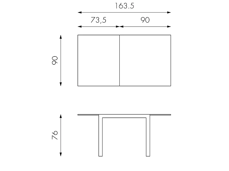 Banner Table Extensible (90/163,5 x 90 cm) en Verre Trempé Blanc