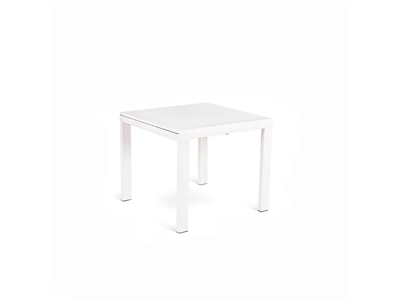 Banner Table Extensible (90/163,5 x 90 cm) en Verre Trempé Blanc