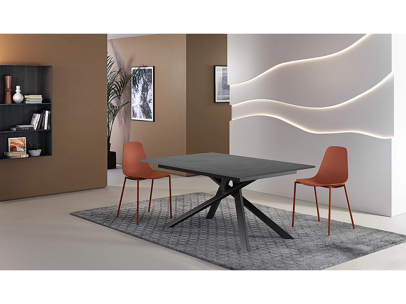 Pulse - Uitschuifbare tafel (140/190 x 90 cm) in zwart melamine