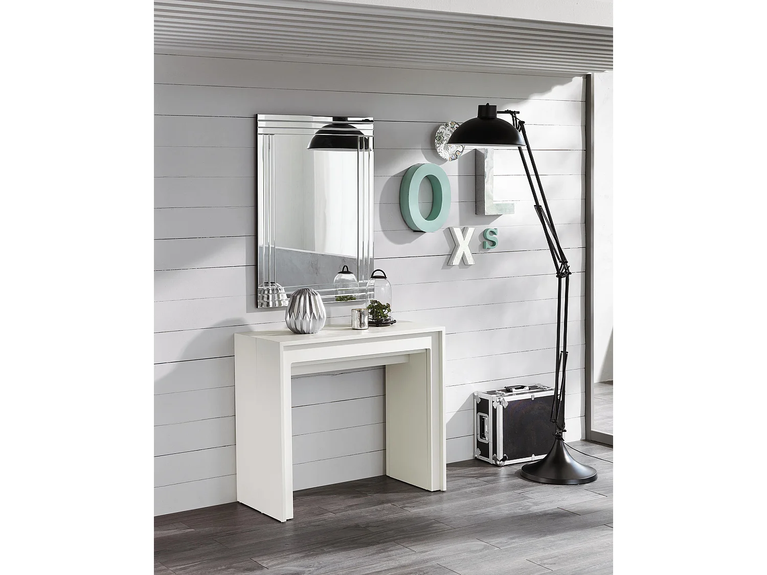 Pinocchio Console extensible (42,5/302,5 x 90 cm) en MDF laqué blanc